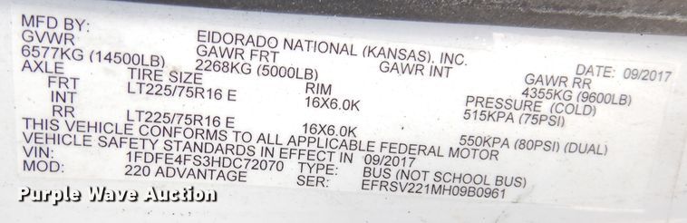 image for item DH8781 2017 Ford E450 Super Duty  shuttle bus