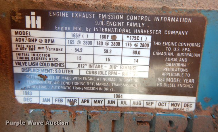 image for item DH8784 1984 International 1754  dump truck