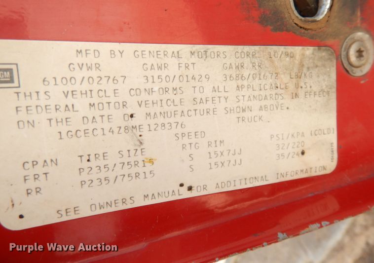 image for item DH8831 1991 Chevrolet Cheyenne 1500  pickup truck