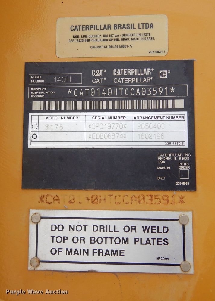 image for item DK3470 2007 Caterpillar 140H  motor grader