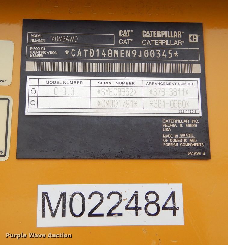 image for item DK3471 2016 Caterpillar 140M3  motor grader