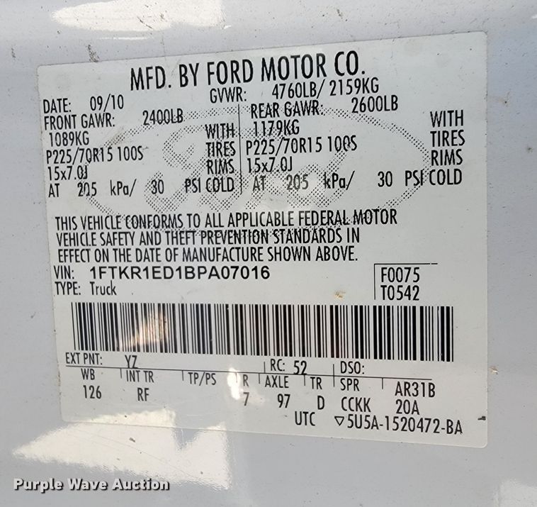 image for item ID9235 2011 Ford Ranger  SuperCab pickup truck