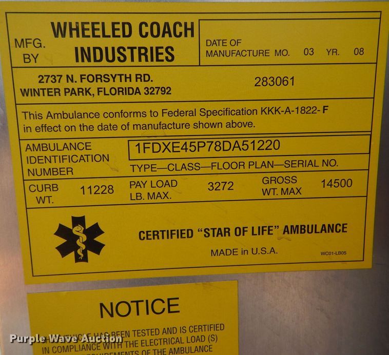 image for item IE9533 2008 Ford E450 Super Duty  ambulance