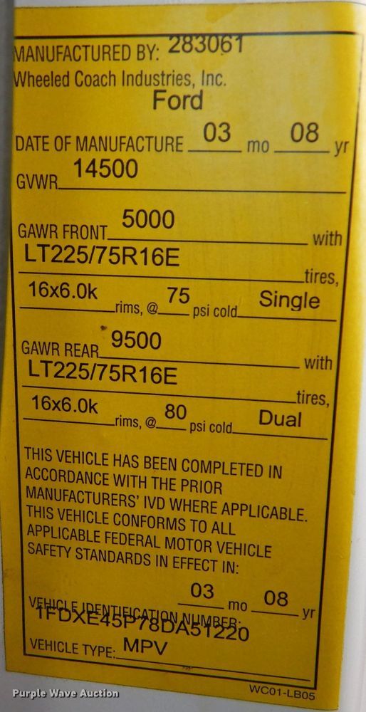 image for item IE9533 2008 Ford E450 Super Duty  ambulance