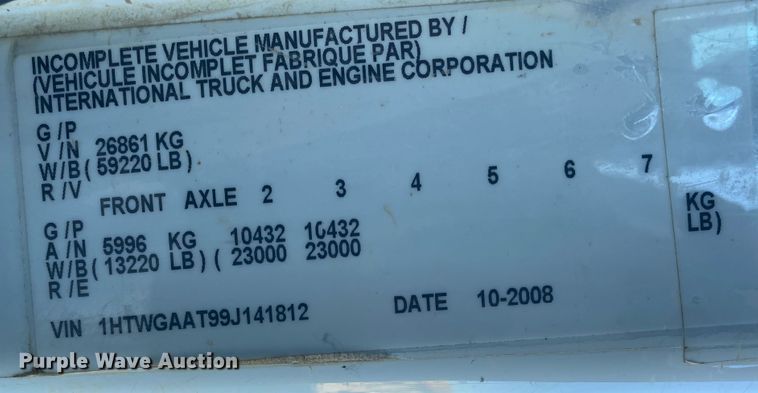 image for item IG9586 2009 International WorkStar 7400  dump truck