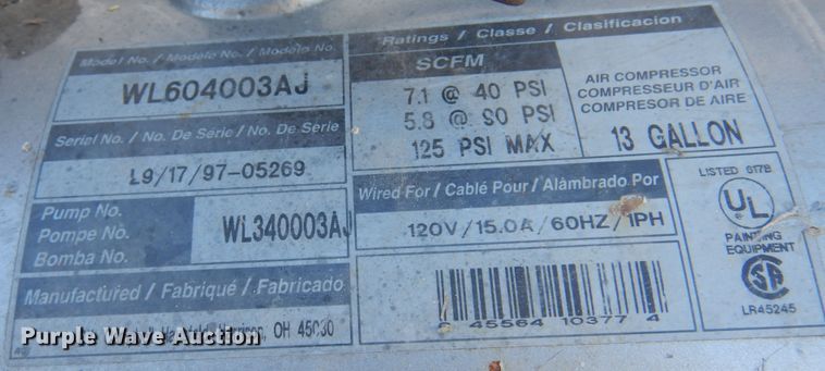 image for item JJ9716 Campbell Hausfeld  air compressor