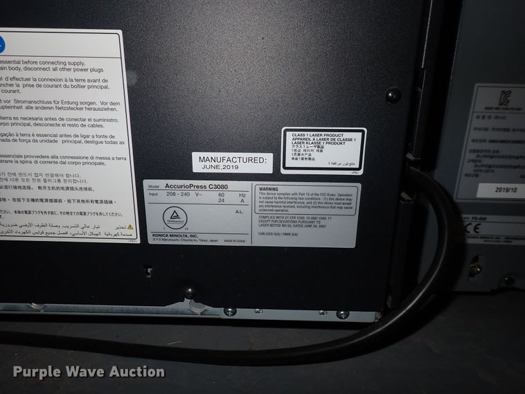 image for item JU9054 2019 Konica Minolta AccurioPress C3080  digital press