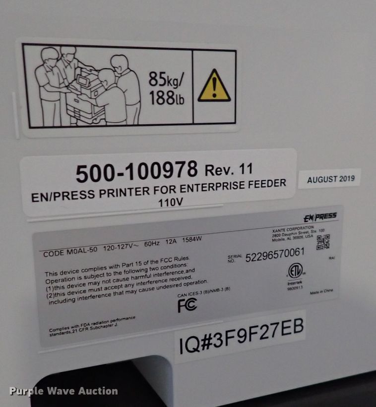 image for item JU9055 Xante EnPress  digital press