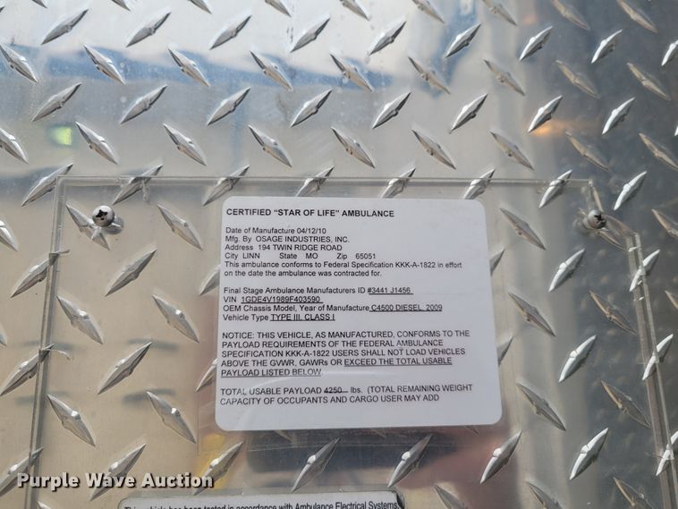 image for item KH9911 2009 GMC C4500  ambulance