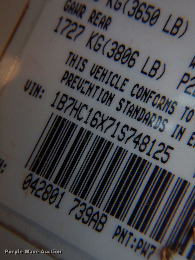 image for item KJ9459 2001 Dodge Ram 1500  pickup truck