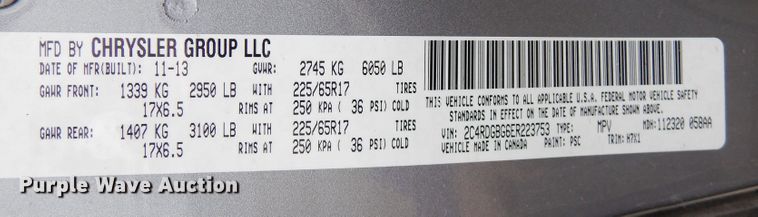 image for item KJ9499 2014 Dodge Grand Caravan  van