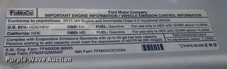 image for item DL6861 2015 Ford F550 Super Duty  SuperCab truck cab and chassis