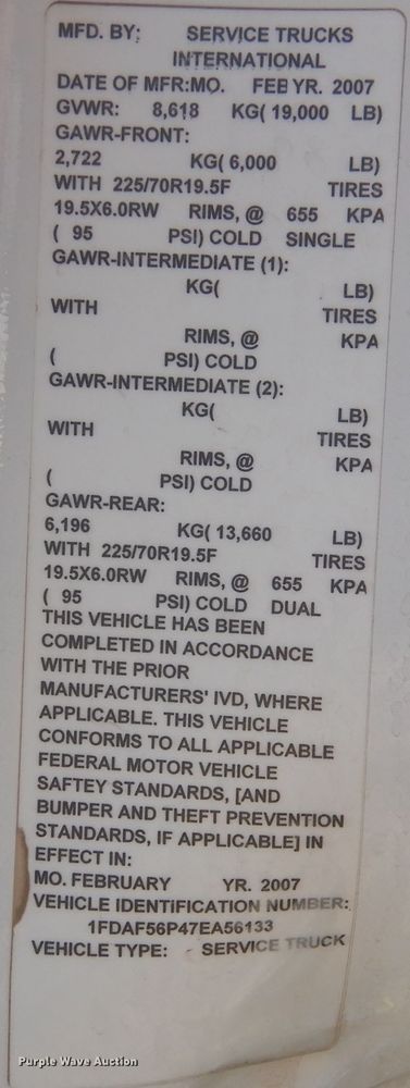 image for item DN5449 2007 Ford F550 Super Duty XL  utility / service truck