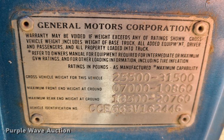 image for item GB9168 1973 Chevrolet C65  grain truck