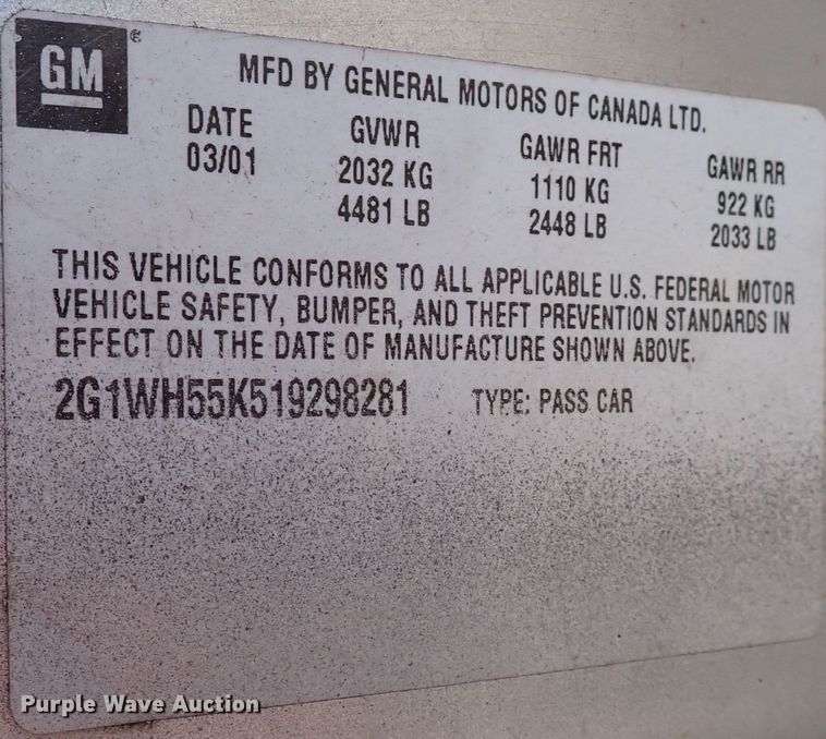 image for item IC9667 2001 Chevrolet Impala LS