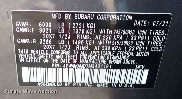 image for item IS9375 2021 Subaru Ascent Limited