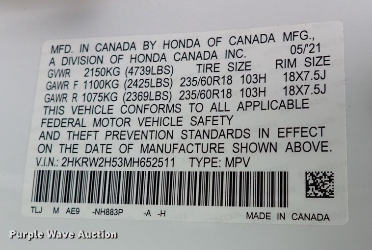 image for item IS9376 2021 Honda CR-V  SUV