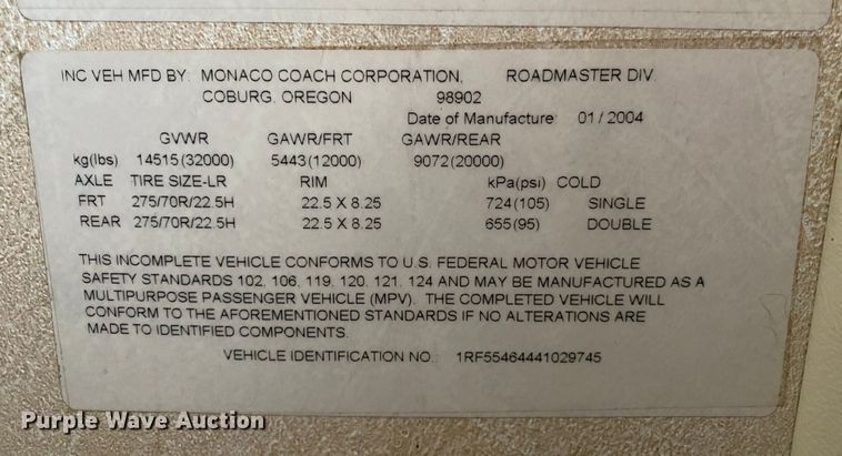 image for item JN9153 2004 Safari Cheetah  RV