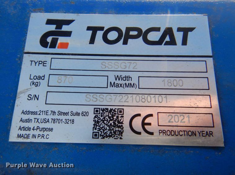 image for item DK8731 2021 TopCat SSSG72  skid steer grader