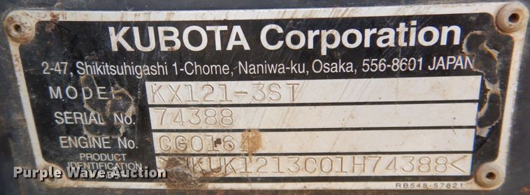 image for item DN2671 2012 Kubota KX121-3ST  mini excavator