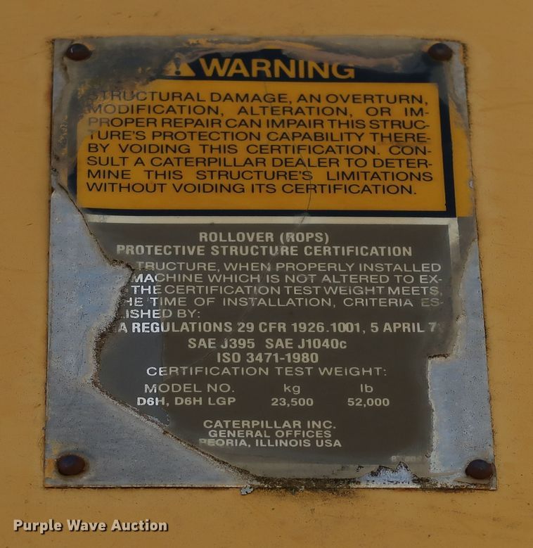 image for item HK9745 1988 Caterpillar D6H  dozer