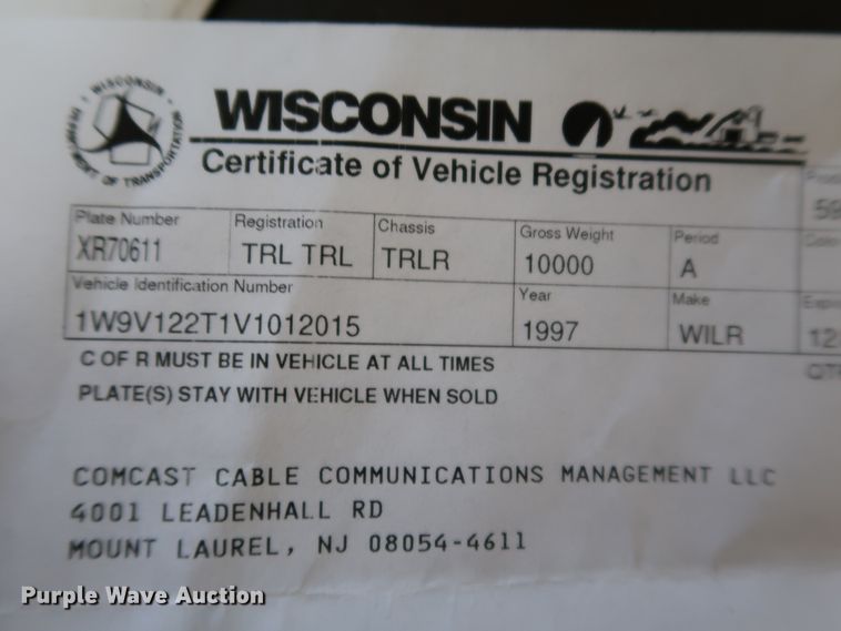 image for item IY9053 1997 Wil-Ro Inc.  fiber optic splicing trailer