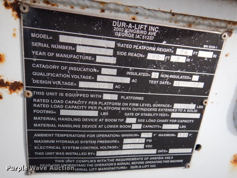 image for item JH9892 2015 International TerraStar  bucket truck