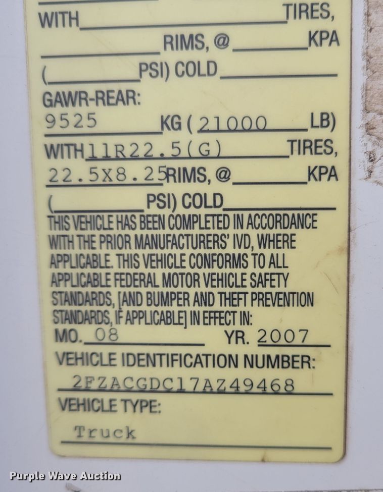 image for item KH9861 2007 Sterling Acterra  Crew Cab crane truck