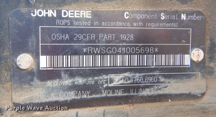 image for item DK7251 1991 John Deere 8560  4WD tractor