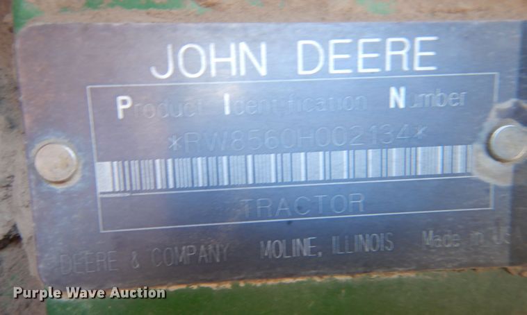 image for item DK7251 1991 John Deere 8560  4WD tractor