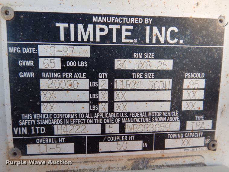 image for item DL5909 1998 Timpte  grain trailer