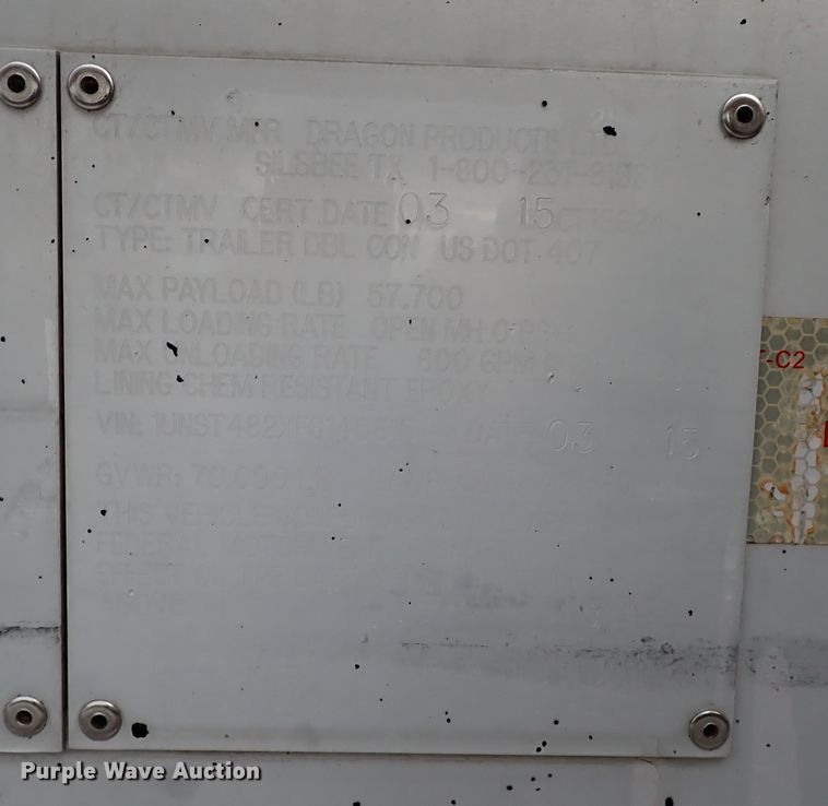 image for item IS9391 2015 Dragon  tank trailer