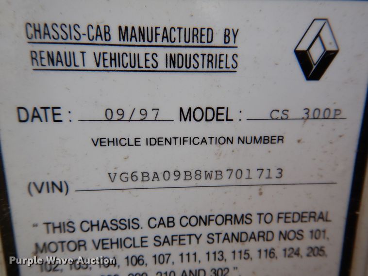 image for item KA9373 1998 Mack CS300P  truck cab and chassis