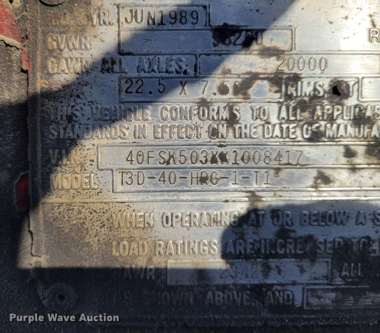 image for item KH9906 1989 Talbert T3D-40-HRG-1-T1  lowboy equipment trailer