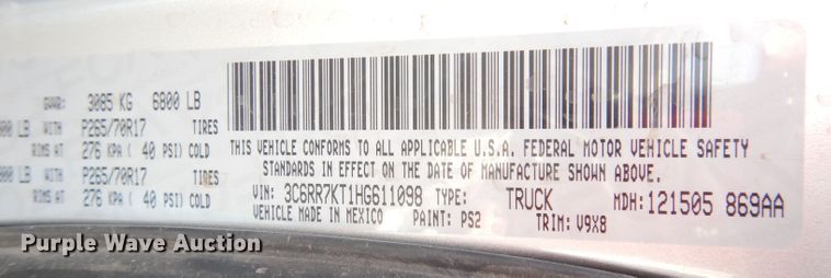 image for item DH8816 2017 Dodge Ram 1500  Crew Cab pickup truck