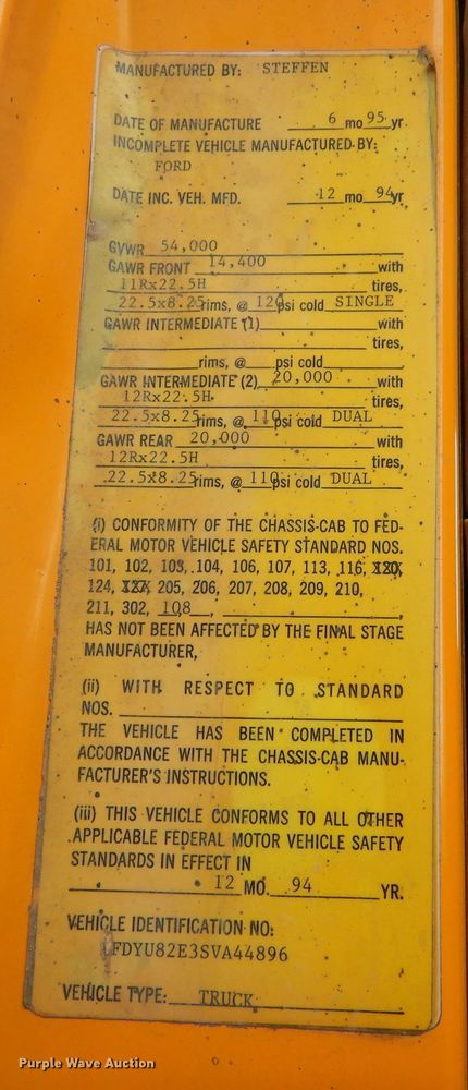 image for item DK3481 1995 Ford LT8000  dump truck