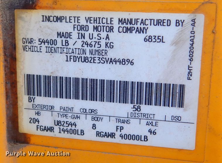 image for item DK3481 1995 Ford LT8000  dump truck