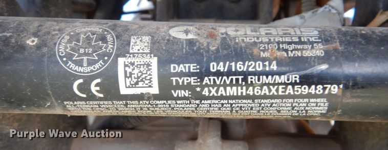 image for item DL0644 2014 Polaris Sportsman 400 HO  ATV