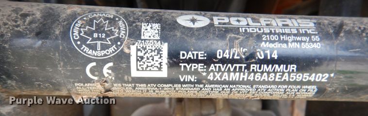 image for item DL0647 2014 Polaris Sportsman 400 HO  ATV