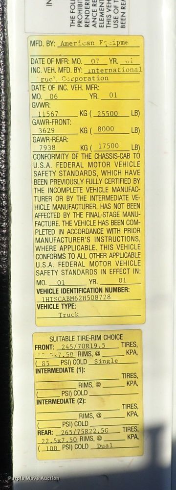 image for item DN2454 2002 International 4700  dump truck