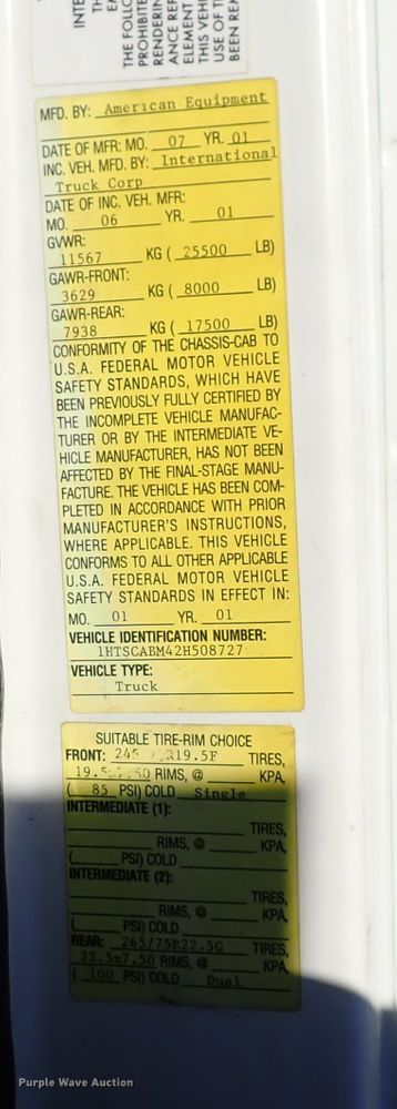 image for item DN2455 2002 International 4700  dump truck