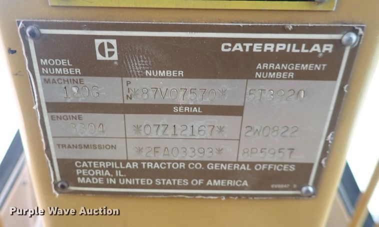 image for item DN2475 1986 Caterpillar 120G  motor grader