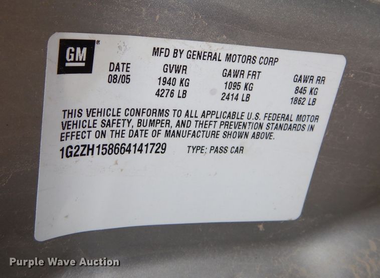 image for item DR1083 2006 Pontiac G6