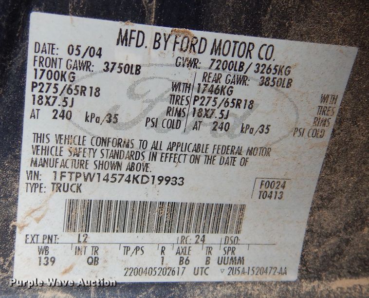 image for item DR1087 2004 Ford F150  SuperCrew pickup truck