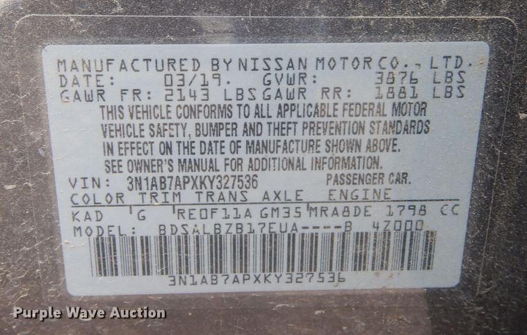 image for item DR1089 2019 Nissan Sentra