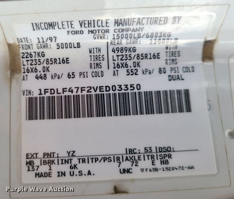 image for item IF9285 1997 Ford F450 Super Duty  bucket truck