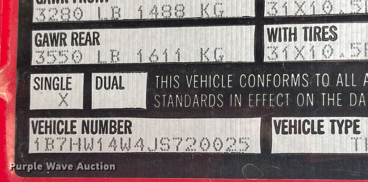 image for item IJ9656 1988 Dodge Ram 150  brush fire truck