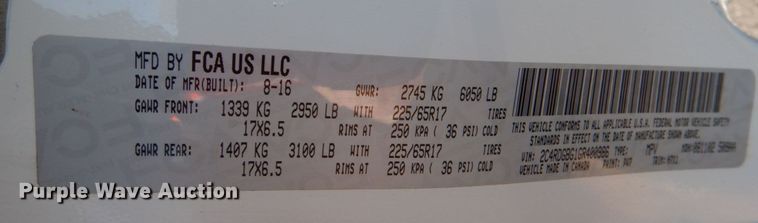 image for item JD9443 2016 Dodge Grand Caravan  handicap accessible van