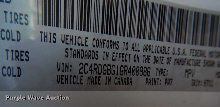 image for item JD9443 2016 Dodge Grand Caravan  handicap accessible van