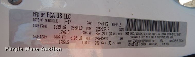 image for item JD9444 2017 Dodge Grand Caravan  handicap accessible van